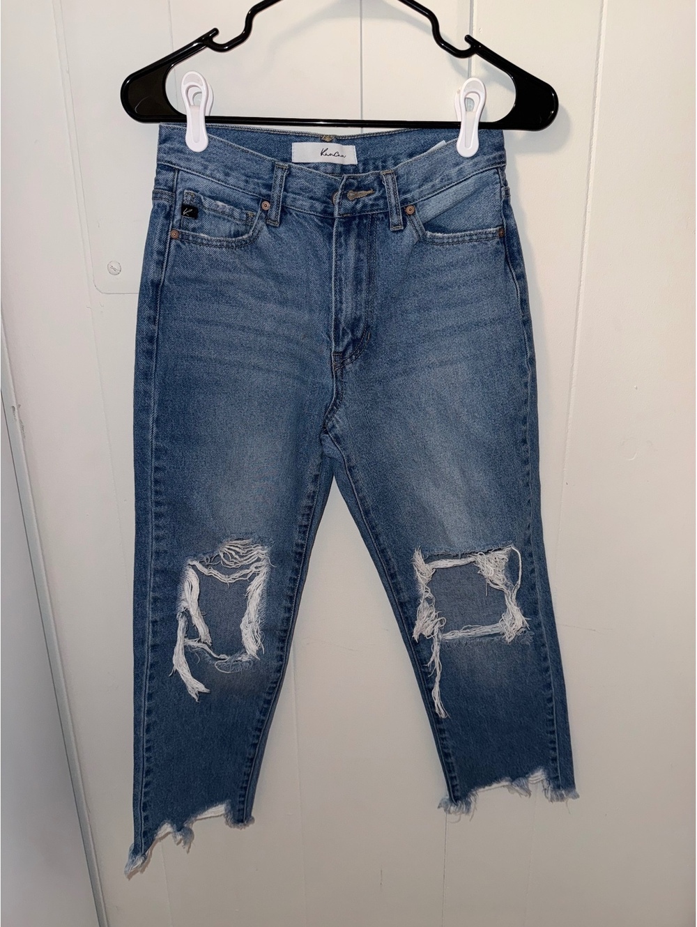 KanCan Women's Distressed High-Rise Cropped Blue Denim Jeans Size 3